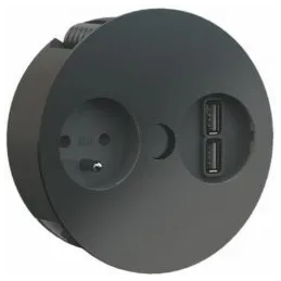 Električna vtičnica Twister + USB / Črna