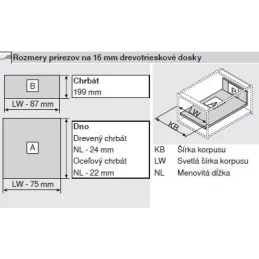 Kuhinjski predal BLUM – Antarobox »C« 192 mm z ograjo / Siva