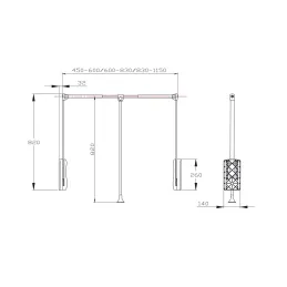 Zložljiv obešalnik EASY / Črna – krom