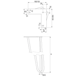 Noga za klubsko mizico HAIRPIN 420 mm / Sijajni krom