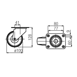 Pohištveno kolesce TENTE brez zavore 100 mm / Modra