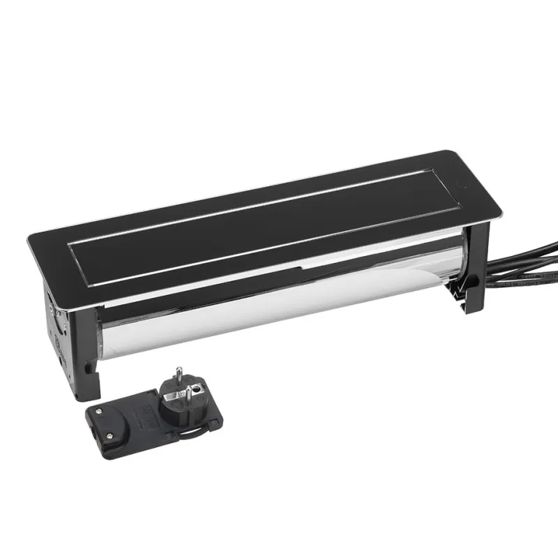 Izvlečna električna vtičnica VERSATURN 3.0 – 2x230V + USB + HDMI / Črno steklo