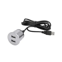 Električna vtičnica USB-polnilnik Round / nerjavno jeklo