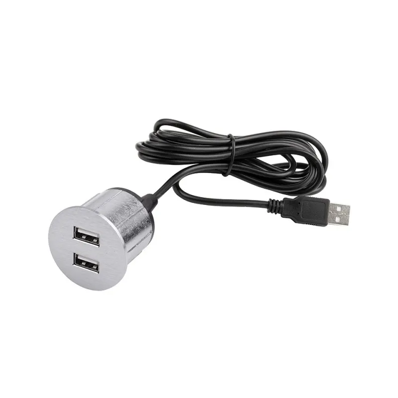 Električna vtičnica USB-polnilnik Round / nerjavno jeklo