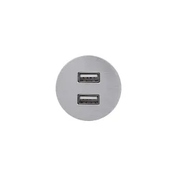 Električna vtičnica USB-polnilnik Round / nerjavno jeklo