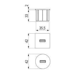 Električna vtičnica USB-polnilnik Round / nerjavno jeklo