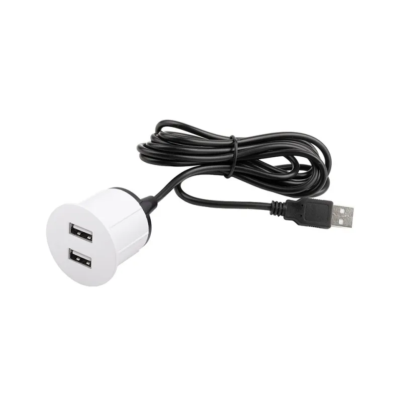 Električna vtičnica USB-polnilnik Round / Bela matirana