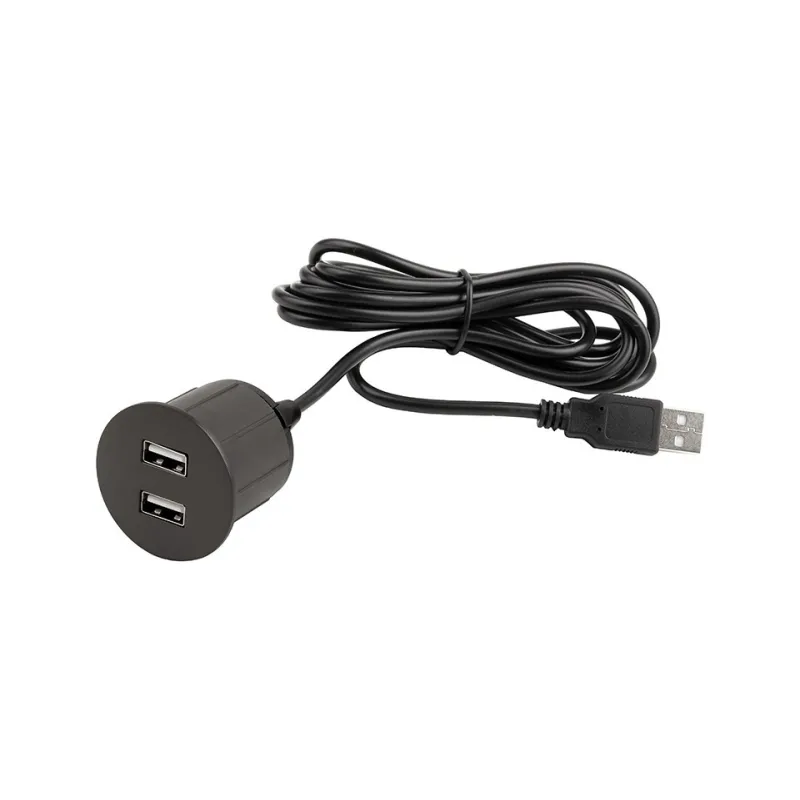 Električna vtičnica z USB-polnilnikom Round / Mat črna