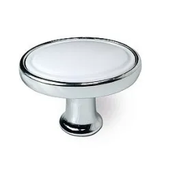 Gumb BERYL OVAL / Sijajni krom – bela plastika