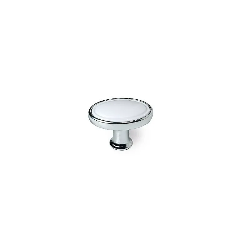 Gumb BERYL OVAL / Sijajni krom – bela plastika