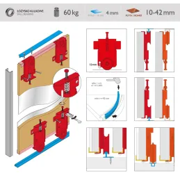 Komplet za en drsni vrata FASTOR 60 kg