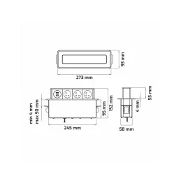Izvlečna električna vtičnica HOPBOX FRENCH / Brušen aluminij