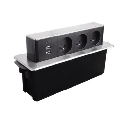 Izvlečna električna vtičnica HOPBOX FRENCH / Brušen aluminij