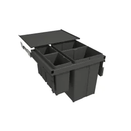 Izvlečni koš za odpadke STAR 600 mm – 2 × 29 l + 2 × 8 l z nosilci vrat / antracitna barva