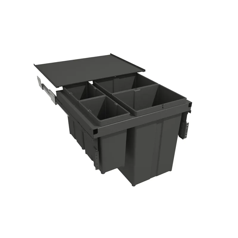 Izvlečni koš za odpadke STAR 600 mm – 2 × 29 l + 2 × 8 l z nosilci vrat / antracitna barva