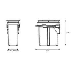 Izvlečni koš za odpadke 300 mm – 1 × 40 L z nosilci za vrata / antracitna barva