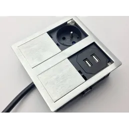 Električna vtičnica VersaHit 1 x 230 V + 1 x USB FRENCH / nerjavno jeklo